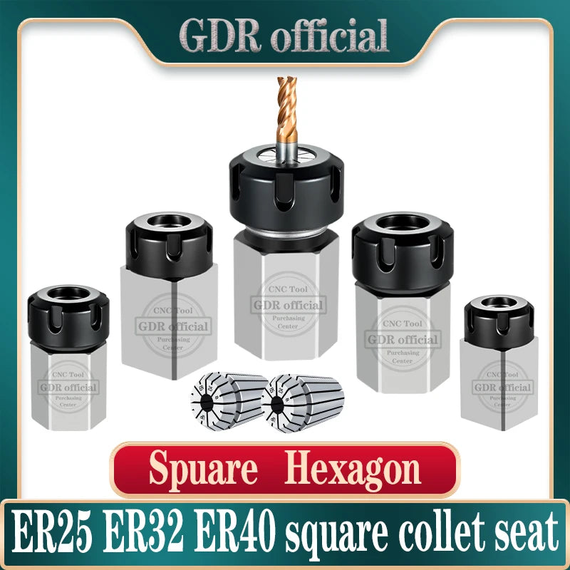 Square ER25 ER32 ER40 Tool holder Collet Hard Steel hard steel hex ER Hexagon Tool holder spring chuck seat Square Tool holder