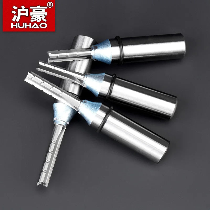 HUHAO TCT Straight Milling Cutter 3 Flutes 1/2 Shank MDF Plywood Chipboard Wood Carving Trimming Slotting Router Bit End Mill