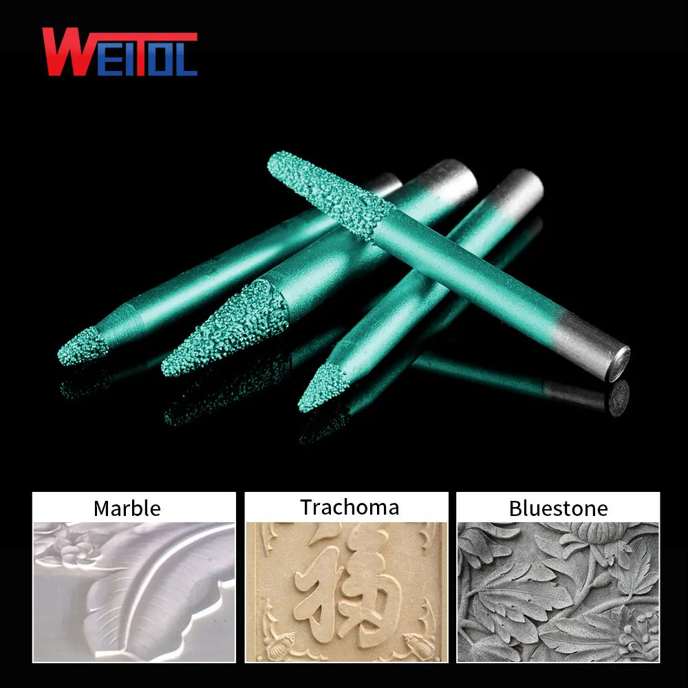 Weitol 6/8/10mm shank Brazing stone engraving bits marble carving tools CNC router bits for granite