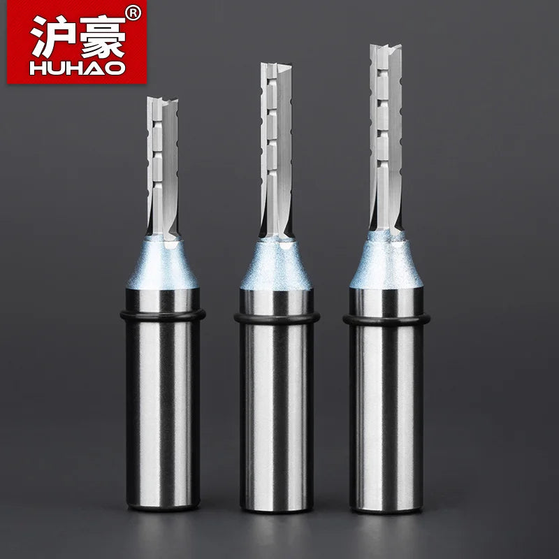 HUHAO TCT Straight Milling Cutter 3 Flutes 1/2 Shank MDF Plywood Chipboard Wood Carving Trimming Slotting Router Bit End Mill