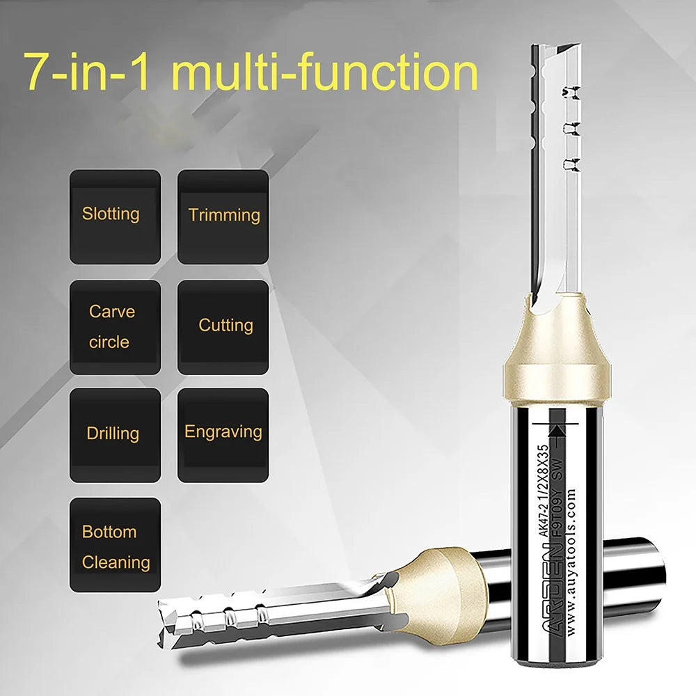 TCT 3 Flutes Straight Router Bit 3-blade Cutting CNC Milling Cutter Carbide Cutter for Wood MDF Drilling Cutting Engraving