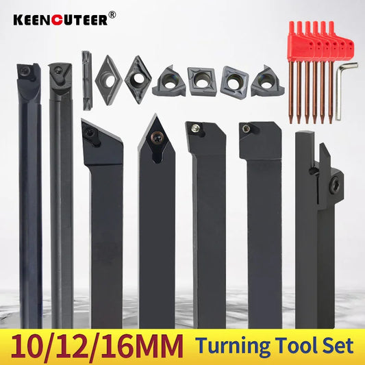 10/12/16MM Turning Tool Sets MGEHR SDJCR SDNCN SCLCR SER SNR Lathe Boring Bar With 7PCS Carbide Insert CNC Cutting Holder