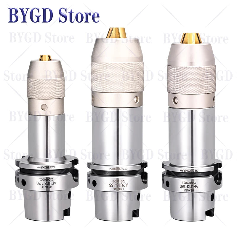 BYGD HSK HSK63A HSKA63 APU APU08 APU13 APU16 drill chuck tool holder, automatic rotary drill chuck, drilling and tapping center