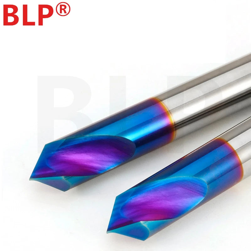 HRC65 2-Flute Endmills Tungsten Steel Double Head Centering Drill Positioning Chamfer CNC Machinery Milling Cutter