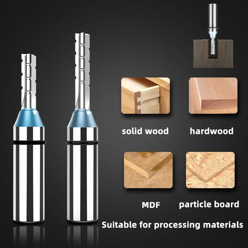 HUHAO TCT Straight Milling Cutter 3 Flutes 1/2 Shank MDF Plywood Chipboard Wood Carving Trimming Slotting Router Bit End Mill