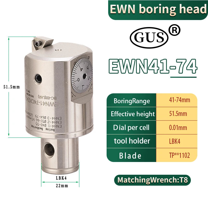 GUS Fine Tuned Boring Head EWN20 EWN25 CNC Tool Holder Metal Lathe Adjustable CBH CKB LBK1 2 3 4 5 6 Chuck Spindle Milling Tools