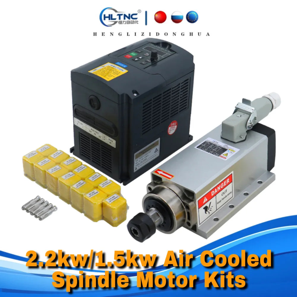 CNC Spindle 2.2kw 1.5kw 24000rpm Air Cooled Spindle Motor + YL VFD Inverter +1 Set ER20 or ER11 Collet for CNC Milling Machine