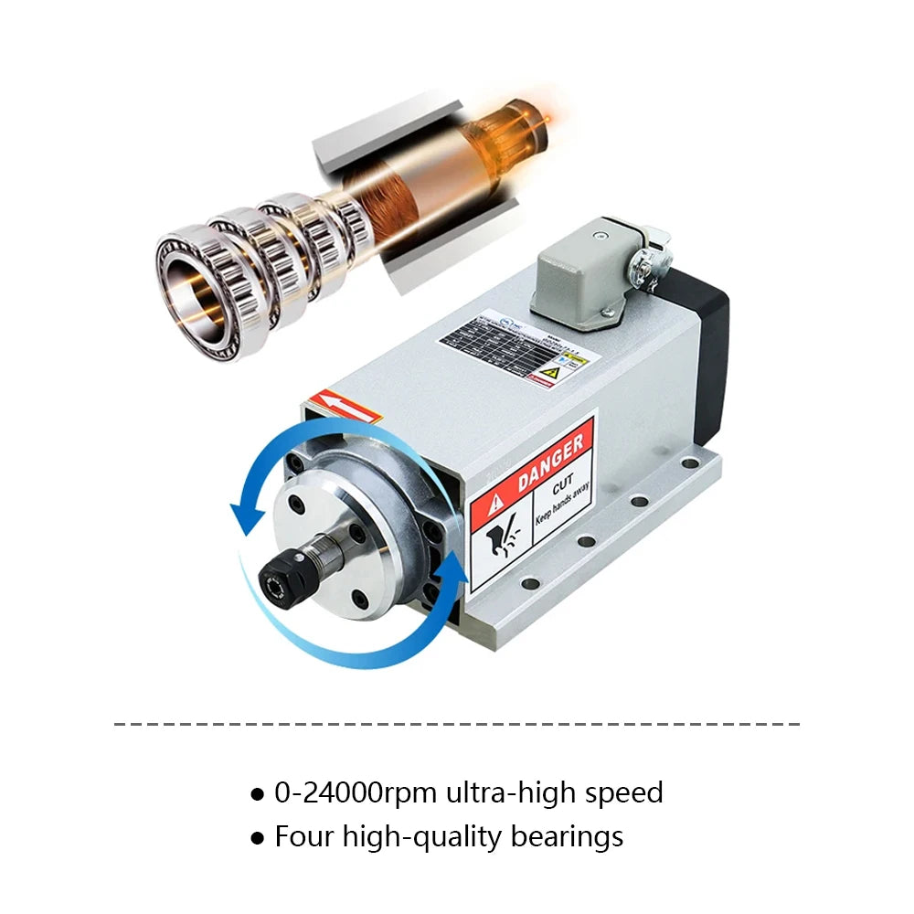 CNC Spindle 2.2kw 1.5kw 24000rpm Air Cooled Spindle Motor + YL VFD Inverter +1 Set ER20 or ER11 Collet for CNC Milling Machine