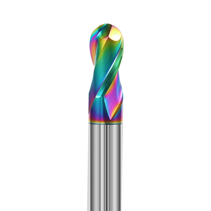 HRC55 Colorful Aluminum Ball Nose Milling Cutter 2 Flutes 50 60 75 100 150mm Tungsten Steel End Mill CNC Machine Tools