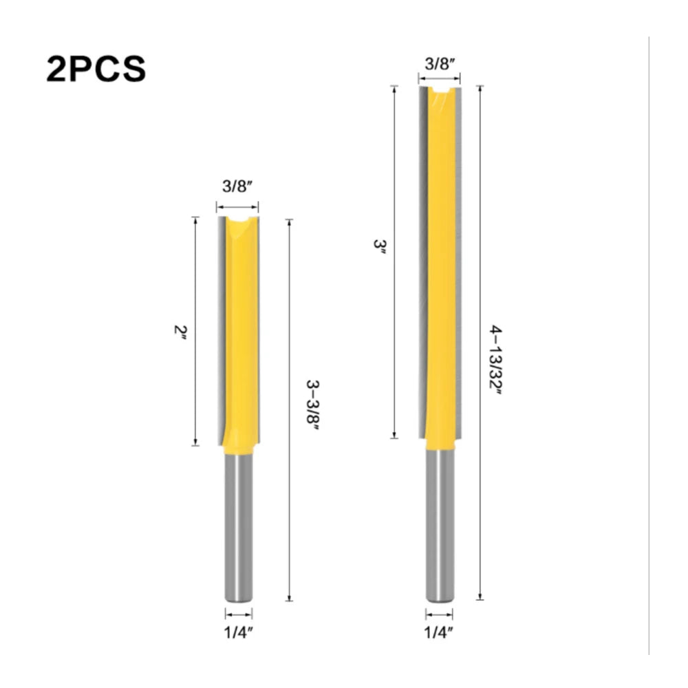 1/4" 8mm Long Straight Wood Cutter Double-edged Router Bit For Woodworking Slotting Milling Cutter CNC Carpentry Tools 50/76mm