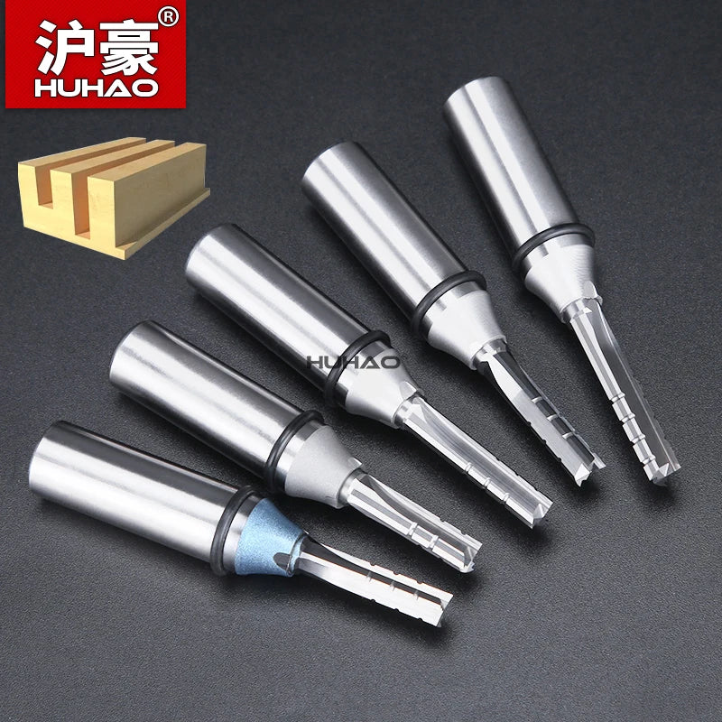 HUHAO Straight Milling Cutter 1/2 Shank Tct Wood Mdf Carving Trimming Slotting CNC Router Bit Carbide End Mill Woodworking Tool