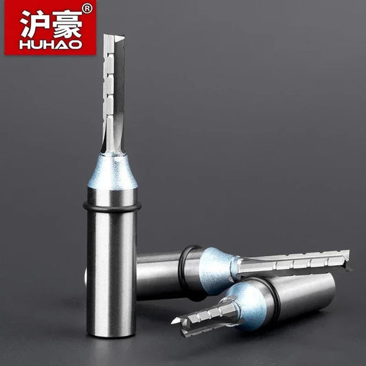 HUHAO TCT Straight Milling Cutter 3 Flutes 1/2 Shank MDF Plywood Chipboard Wood Carving Trimming Slotting Router Bit End Mill