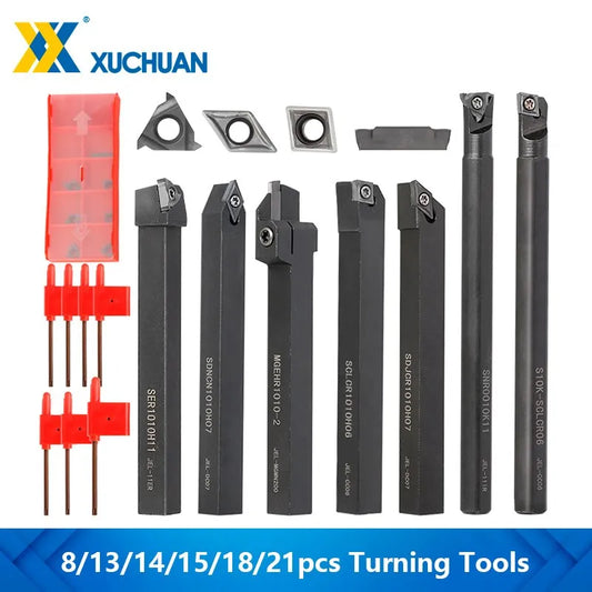 Lathe Tools 8/13/14/15/18/21pcs Carbide Inserts Holder SCLCR06 with Wrenches for Lathe Turning Tools CNC Cutting Tools