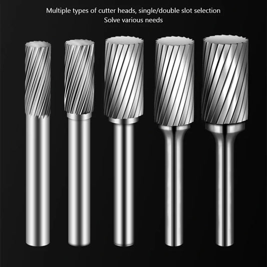 Tungsten steel grinder carbide rotary file cylindrical ball end milling cutter metal grinding engraving single and double groove