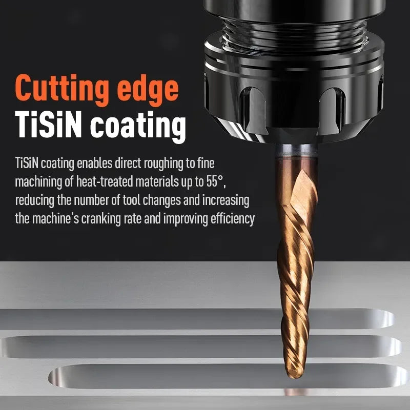 Carbide Spiral Tapered Ball Nose End Mill 6mm Shank 2 Flutes Router Bit Woodworking CNC 2D 3D Carving Bits Wood Milling Cutter